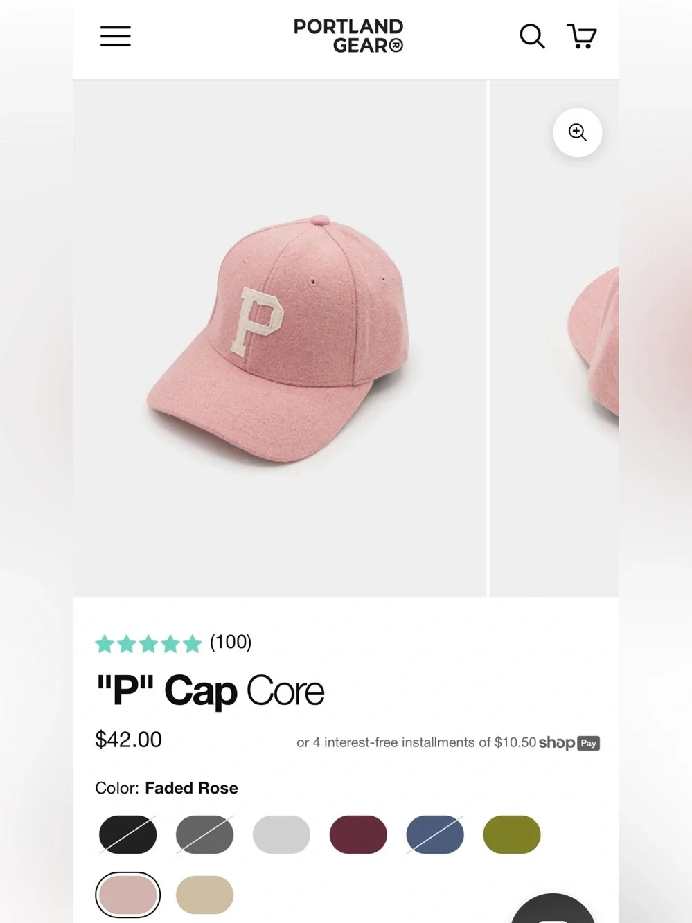 Portland Gear “P” Cap Core Baseball Hat - Faded Rose